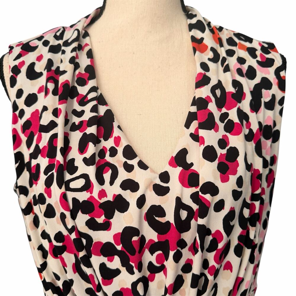 Chico's Women's Black Pink Cream Animal Print Maxi Dress Sz 2 Sz 12/14 Stretch